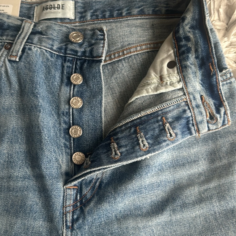 Agolde 90s Shorts, Light Wash High-Rise Denim Bermuda, Size 26 - Picture 11 of 14
